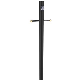 Design House Oakmont Outdoor Lamp Post, Integrated Outlet, Weather-Resistant, Powder-Coated Steel, 15.5-in. Plastic Cross-Arm, Easy Installation, Black, 3 in. Diameter x 80 in. H, 579714