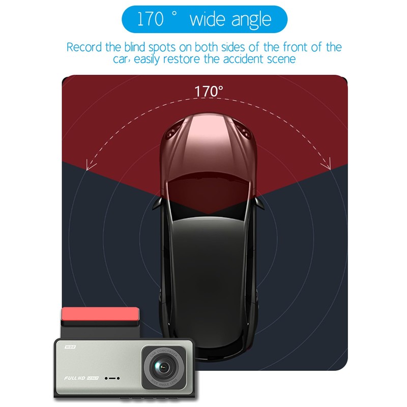 Mulcort Dash Cam Front and Rear Inside, 1080P + 480P