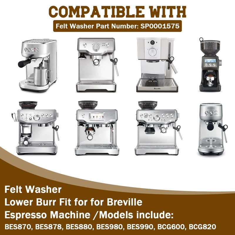 8Pcs Felt Washer Replacement for Breville Espresso Machine Grinders Espresso