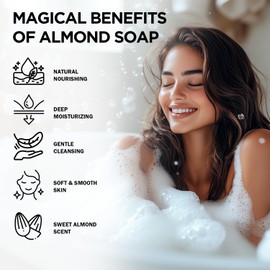 Princess Belle Almond Soap, Natural Soap Bar, Exfoliating Bar Soap for Dirt, Moisturizing Bar Soap for All Types Skin, 2 Pack