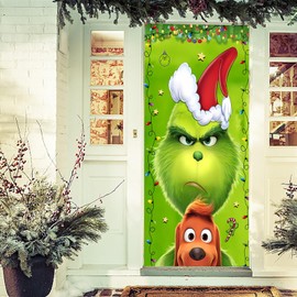 BPTZYLN 90 Cm x 180 Cm Christmas Door Cover Decor Christmas Front Door Decorations,Christmas Door Decorations Enhance The Joyful Atmosphere Christmas Door Cover Elasticated Ideal Party Supplies