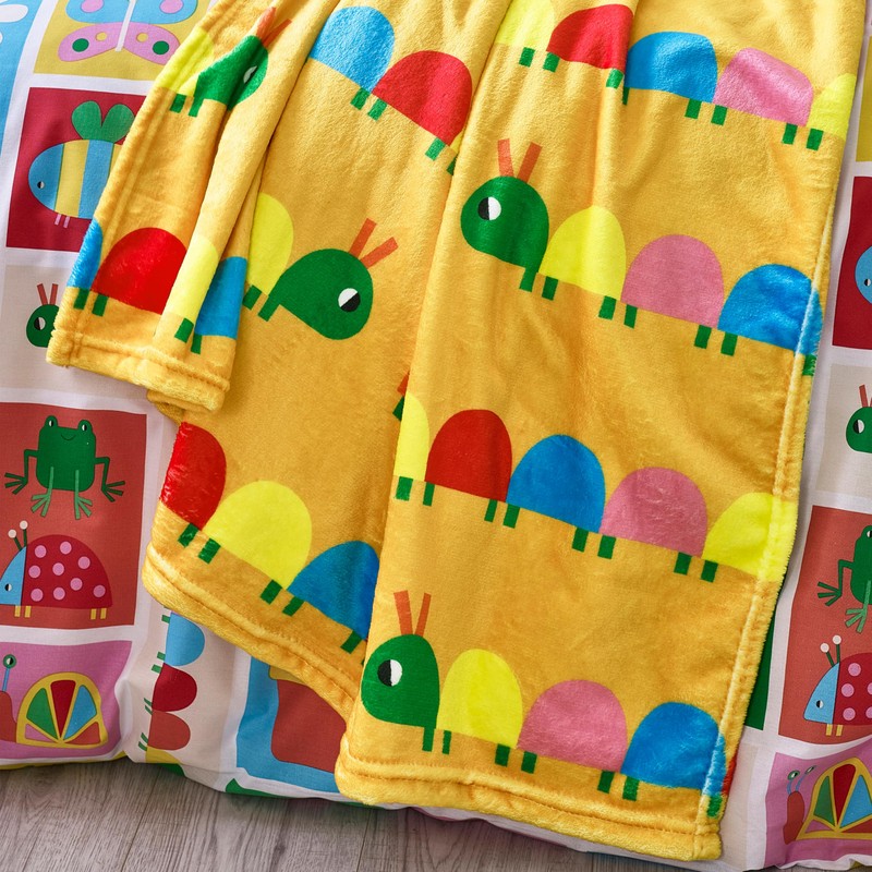 Catherine Lansfield Kids Curious Caterpillar Cosy Fleece 130x170cm Blanket Throw