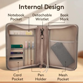 Bible Cover Case for Women, 11"x7.7"x2.5" PU Leather Bible Cover with Detachable Wristlet Strap, Bible Bag with Handle & Zippered Pocket, Waterproof Bible Bag with Floral Design (Light Brown, XL)