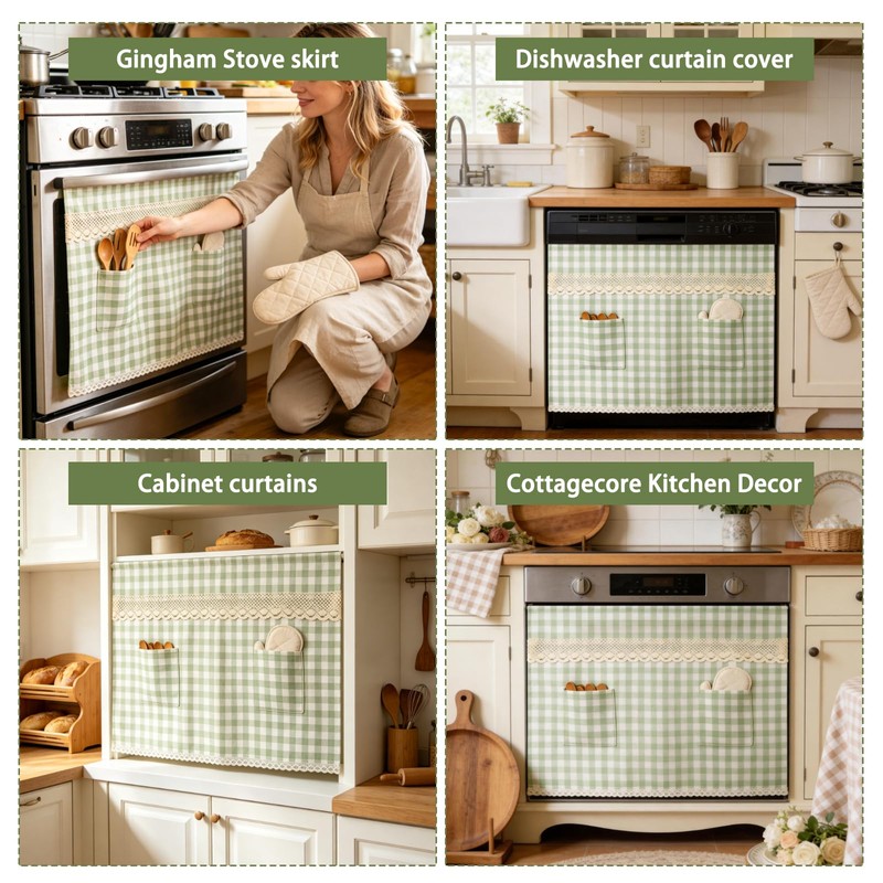 Oven Door Curtain Hook and Loop Straps Design Stove Skirt