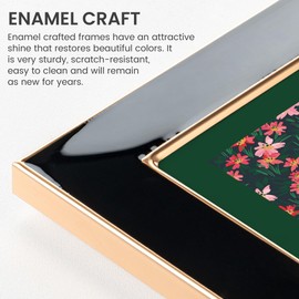 Venusmiles 8x10 Enamel Picture Frame, Gold Metal Edge with Easel, Real Glass Photo Frame for Wall and Tabletop Display Family Office Photo Gallery, Green Enamel/1pc