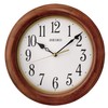 SEIKO 12 Inch Round Wood Classic Wall Clock, White,Brown