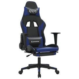 AGANS Enhance Comfort with Ergonomic Gaming Chair, Massage Function, Adjustable Height and Backrest, Faux Leather Upholstery, Black and Blue