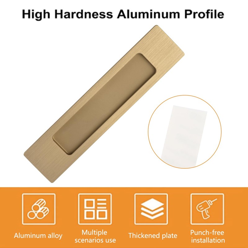 MOROBOR 18CM Self-Stick Rectangual Sliding Door Pulls, 2pcs Champagne Gold