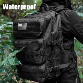 kookoomia 50L Military Tactical Backpack Large Day Backpack for Men Molle Army 3 Days Assault Pack Bug Out Bag Water Resistant and Heavy Duty Hiking Treeking Rucksack - Black
