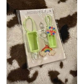 Unbranded NEW GREEN LIP BALM HAND SANITIZER AND KEYCHAIN SET
