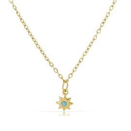 Made by Nami Minimalist Women's Gold Necklace with Star Pendant and Turquoise Stone Gold Chain Women's Surgical Stainless Steel 40 + 5 cm Hypoallergenic & Durable Vintage Jewellery
