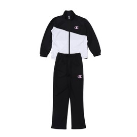 Champion CK-BSW01 Jersey, Top and Bottom, Kids, Long Sleeve, Set of 2, Quick Drying, One Point Logo, Rubber Print, Training Suit, Basic Sports, black x pink