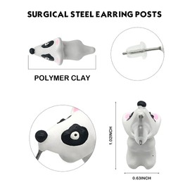 Ulobey Cute Animal Bite Ear Studs Earring - Fashion 3D Polymer Clay for Girls Women - Simple Cartoon Soft Pottery Ear Studs Decors - Creatives Gifts Accessories - Shark