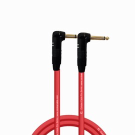 COLUBER CABLE Right Angle 1/4" TRS to Right Angle 1/4" TS - 3 Feet - Red - Pro 3-Pin Microphone Connector for Powered Speakers, Audio Interface or Mixer for Live Performance & Recording
