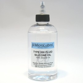 MicroLubrol 200 Fluid Pure Silicone Oil Polydimethylsiloxane (PDMS) 30000 centistokes (CST) Viscosity, 8oz Bottle
