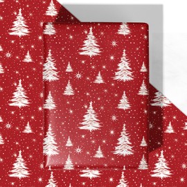 WRAPLULU Red Christmas Tree Wrapping Paper - 4 Jumbo Sheets, 28 * 40 Inches - Snow Xmas Gift Wrapping Paper, Perfect for Kids Adults Christmas' Gift and Winter