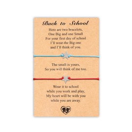 HUASAI First Day of School Bracelet Back to School Bracelet Mommy and Me Matching Wish Bracelets Set Back to School Gifts Stuff Supplies(C10:blue & red small star bracelets)