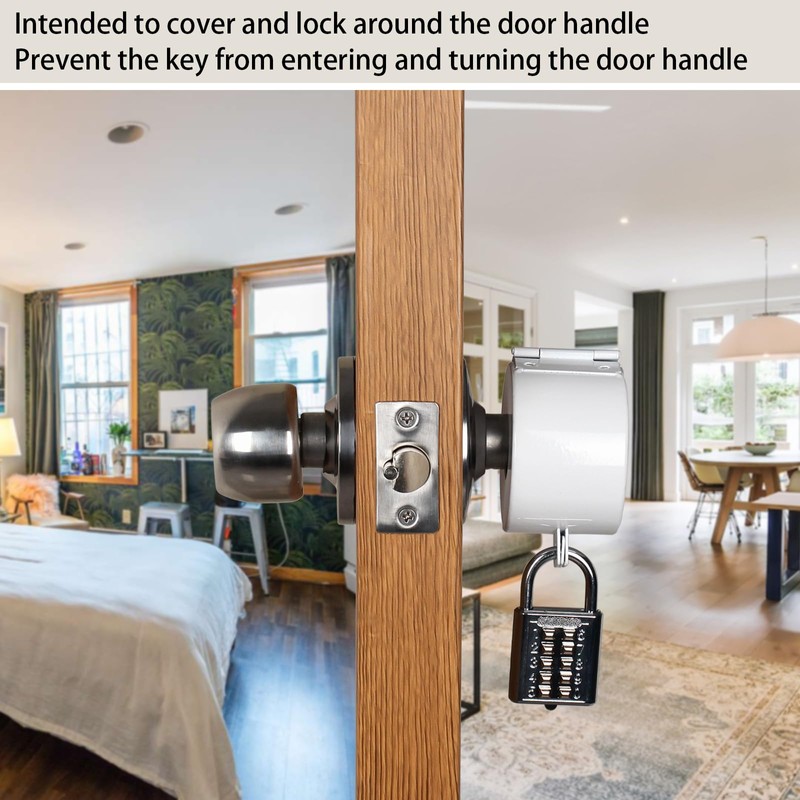 TEMEILI Door Handle Lock, Round Door Knob Cover, Prevent Turning
