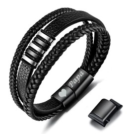 Dad Bracelet Engraved "Papá" Leather Bracelet Gift for Dad, Leather