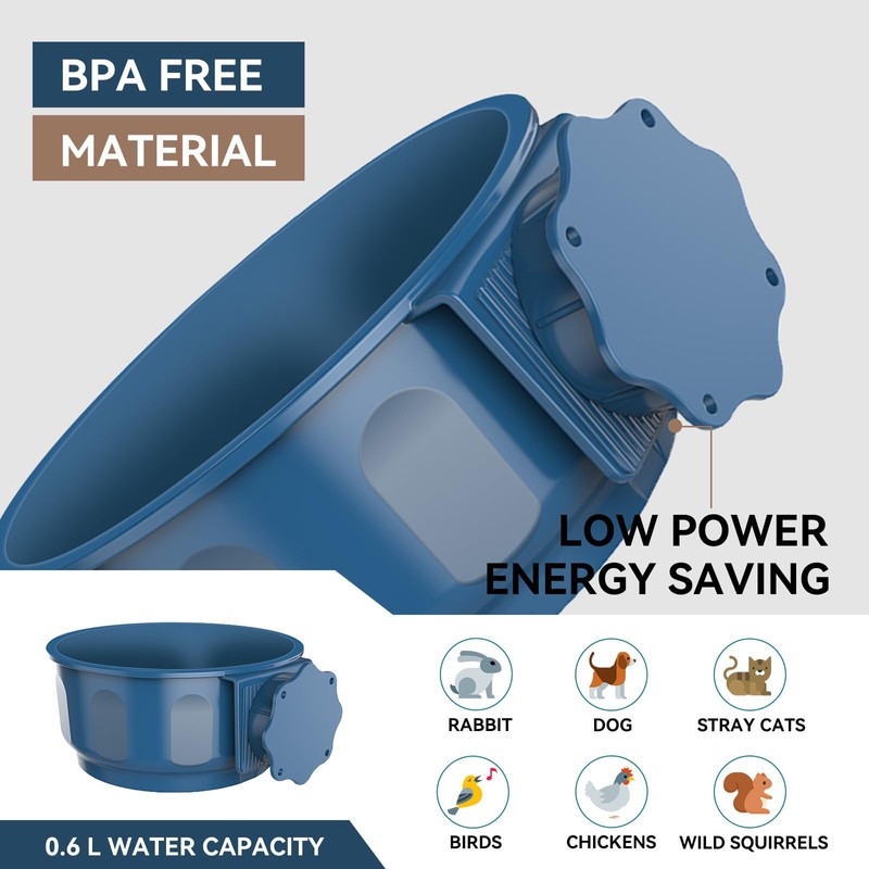Billionchains Indoor Heated Water Bowl for Pet 600ML Thermal Water