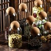 MOLADRI 800ML/27Oz Clear Glass Storage Cute Canister Holder Ball Wood