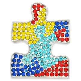 PinMart Autism Awareness Rhinestone Puzzle Piece Brooch –Rhinestones Lapel Brooch - Inspiring Symbols of Autism Support - Secure Clutch Back for Hats, Scarves and Backpacks
