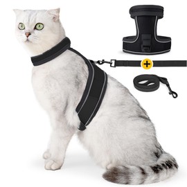 Cat Harness, No Shedding Double Lock, Easy, Cat Leash Harness, One Touch Adjustable, Cat Harness (Dark Gray, M)