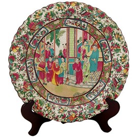 Oriental Furniture 14" Rose Medallion Porcelain Plate