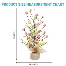 Easter Egg Tree Easter Decorations 18 Inch Lighted Easter Egg Tree Easter Centerpiece Table Decor Gifts and LED Light, for Home Party Wedding Holiday Spring Summer Decoration (B)