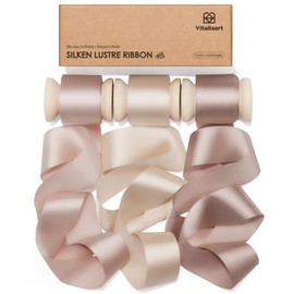 Vitalizart Silk-Like Ribbon 1" x 15Yd Champagne & Cream & Nude Gift Wrap