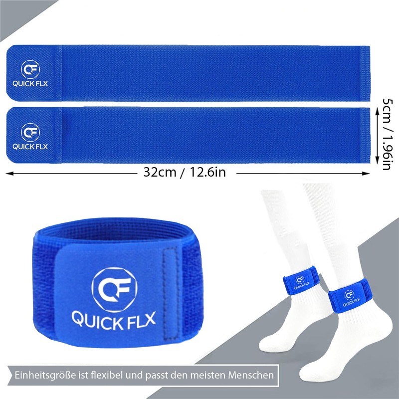 QUICKFLX Shin Pads (Blue) with Adjustable Belt - High Performance