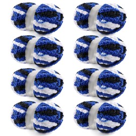 8 Pack Chunky Yarn for Hand Knitting - Chunky Chenille Blanket Yarn for Crocheting and Crochet with Jumbo Fluffy Super Bulky 28.4 yds 7.7 oz Each Skein (Black White Blue 8Pack)