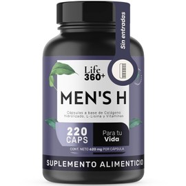 LIFE 360 Mens H  220 Cpsulas  Colgeno Hidrolizado, Vitamina B7 (Biotina), Vitamina C (cido Ascrbico), Estearato Magnesio, L-Lisina  Suplemento...     
