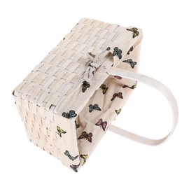 Zerodeko Handmade Rattan Storage Basket Rectangular Woven Flower Bin with Handle Versatile Tote for Home Camping Weddings for Bread Storage