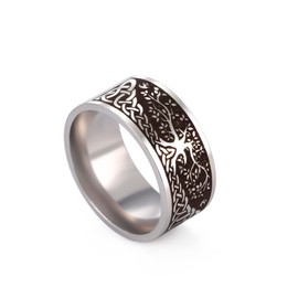 SIPURIS Tree of Life Ring for Men Odin's Raven Celtic Knot Viking Rings for Men Women Boys Stainless Steel Vintage Amulet Jewelry Size 7-13, 8 UK, Stainless Steel, No Gemstone