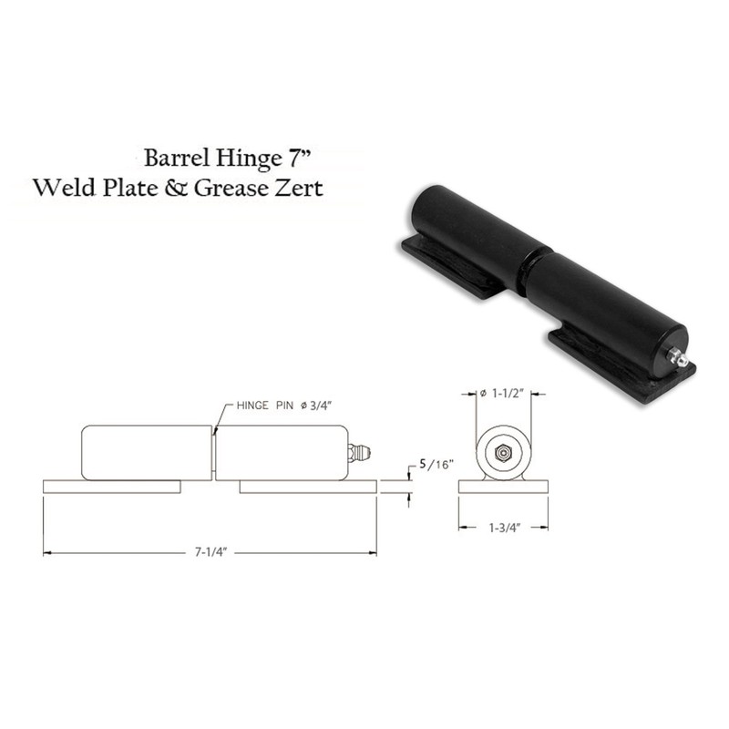Barrel Gate Hinge 7" Heavy Duty Grease Zerk fitting Welding
