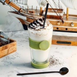 JIYIN 4Pcs Satin Black Stainless Steel Coffee Spoons, 6.7 Inches Coffee Spoons Iced Teaspoon Espresso Stirring Spoon, Matte Black Teaspoons Dessert Spoon