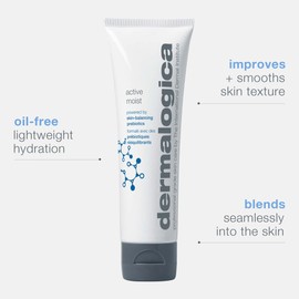 Dermalogica Active Moist Face Moisturizer, Oil-Free Lightweight Daily Hydrating Lotion, Helps Improve Skin Texture and Combat Surface Dehydration for Women and Men - 3.4 fl oz
