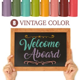 Liquid Chalk Markers - Dry Erase Marker Pens - Chalk Markers for Chalkboards, Signs, Windows, Blackboard, Glass - Reversible Tip (8 Pack) - 24 Chalkboard Labels Included (Vintage, 6mm)