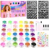 Children's Glitter Tattoo Set, 36 Colours, Waterproof Glitter Tattoos