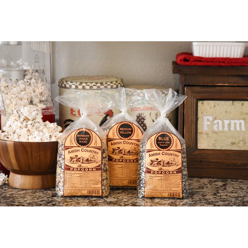 Amish Country Popcorn | 3-2 Lb bags - Rainbow, Medium