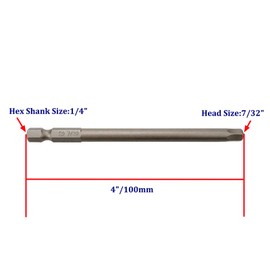 Rannb 7/32" Screwdriver Bits Magnetic Hexagon 7/32" Hex Head Size with 1/4" Hex Shank 4"/100mm Long-10pcs