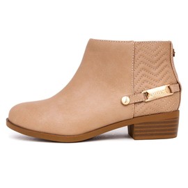 Nautica Kids Girls Ankle Bootie With Side Buckle and Zipper, Dress Boot -For Youth -Anper-Blush-2