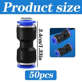 50 Pieces Pneumatic Fittings, 6Mm Pneumatic Connectors, Straight Butt Fittings, Hose Fittings, Compressed Air Fitting Tools