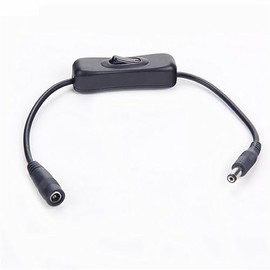 LUYING Intermediate Switch Male Splitter Cable for Security Camera LED Tape Lie Tape Light Inline Rocker Switch DC Switch Strip Light Wire Switch Female to Male (Black, 1 Pack)