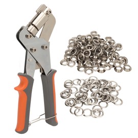 Grommets Eyelet Punch Kit Handheld Portable Hole Puncher Pliers Set 10.5mm Hand Press Tool for Tarpaulin Belts Poster with 100Pcs Grommets