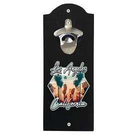 Los Angeles California Design B Souvenir Wall Mounted Bottle Opener Black Black