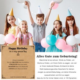 YELUWA Gifts for Husband, Son, Grandson, Dad, Birthday Child, I Love You in 100 Languages, Adjustable Bracelet for Men, Teenagers, Boys, Stainless steel, natural black agate stone, tiger's eye stone,