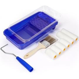 TAIXING 10 Piece Paint Roller Set, 5 cm 10 cm Foam Paint Roller, Small Painter's Roller, Paint Roller, Mini Paint Roller Set with Paint Tray, Paint Roller Frame, Disposable Paint Tray and Flat Brush