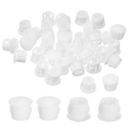 uxcell 58Pcs 10mm(3/8") Nylon Hole Plugs, Flush Type Panel Round Snap in Fastener Knockout Locking Plugs for Furniture Insert End Caps Panels, White